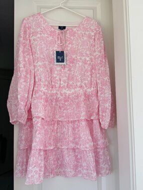 ROLLER RABBIT for TARGET~Size L~NWT~Sketched Floral Tiered Mini A-Line DressPink